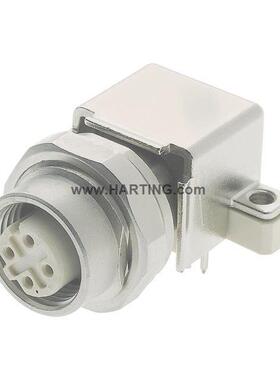 Harting浩亭 21033814412 4极直角通孔 M12 连接器插头 母
