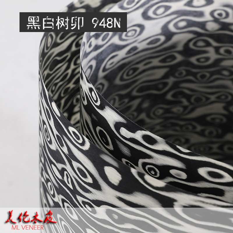 高端商业装饰 新型黑白木皮 黑白树卯948N 创意家居 木工贴皮