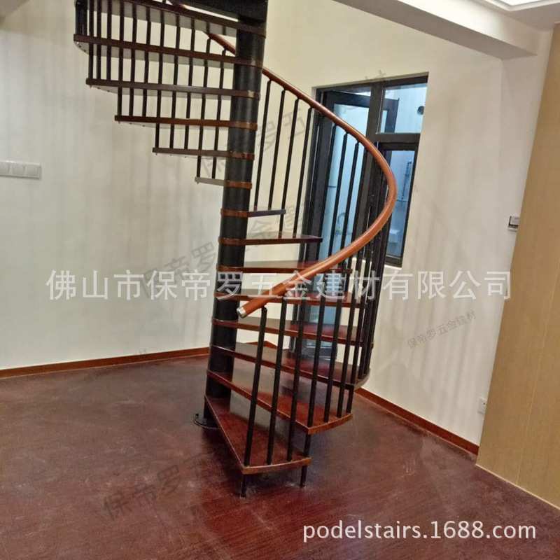 公寓样板房旋转碳钢喷涂楼梯护栏简约整体梯佛山广州可上门装