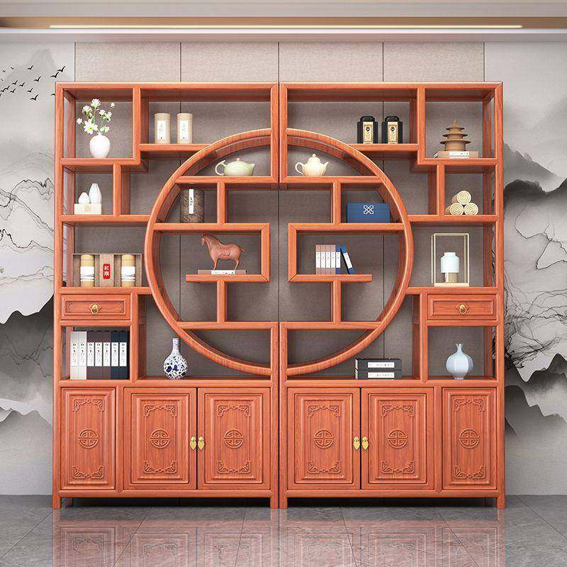 博古架实木新中式茶壶置物架子多宝阁茶具客厅摆件架子茶叶展示柜