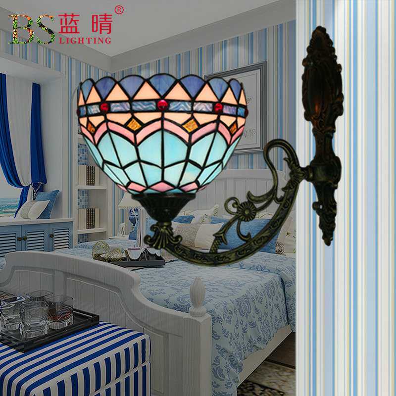 跨境tiffany wall lamp蒂地中海壁灯卧室床头灯客厅阳台过道壁灯