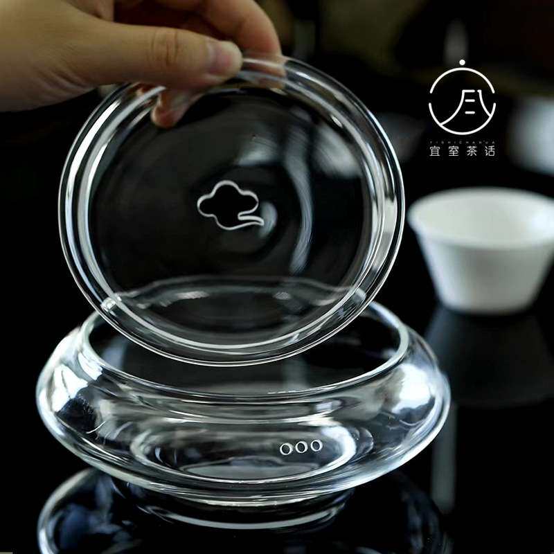 宜室茶话日式玻璃祥云壶承耐高温茶水盂双层茶渣桶干泡台茶道配件