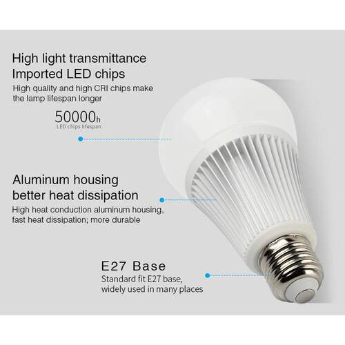MILIGHT 9W RGB+CCT LED Bulb FUT012 灯泡 智能家居不含遥控