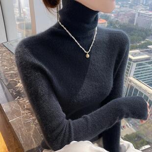 纯色堆堆领羊绒针织打底衫 毛衣秋冬款 女高领修身 一线成衣山羊绒衫