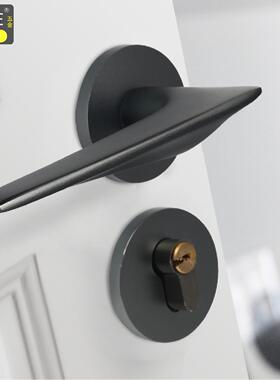 黑色门锁房门锁静音门锁木门把手分体机械锁具室内卧室家用通用型