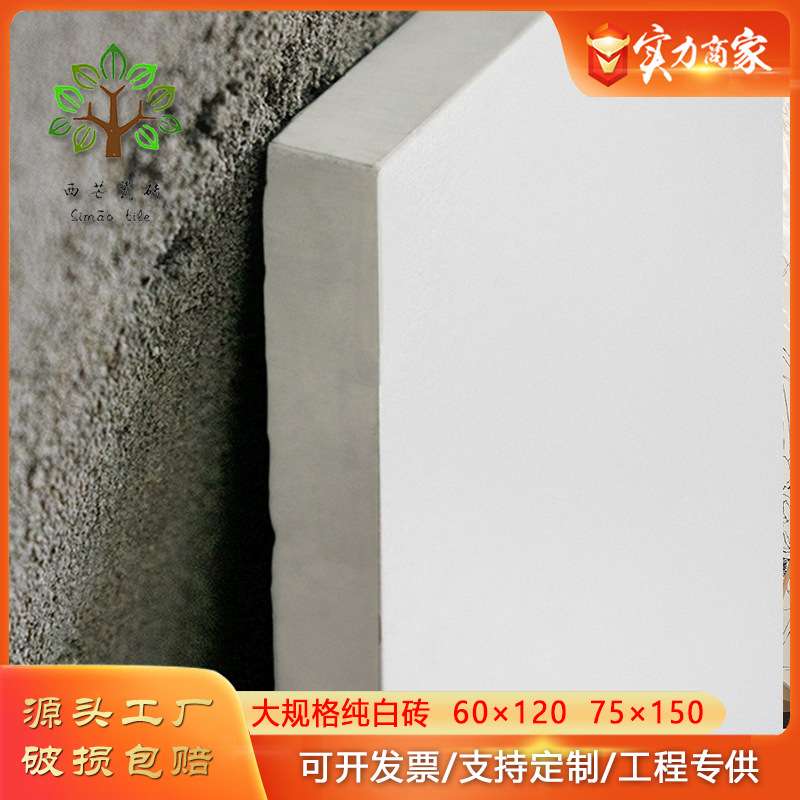 佛山750x1500哑光全瓷纯白色瓷砖客厅防滑地砖大板地砖卫生间墙砖