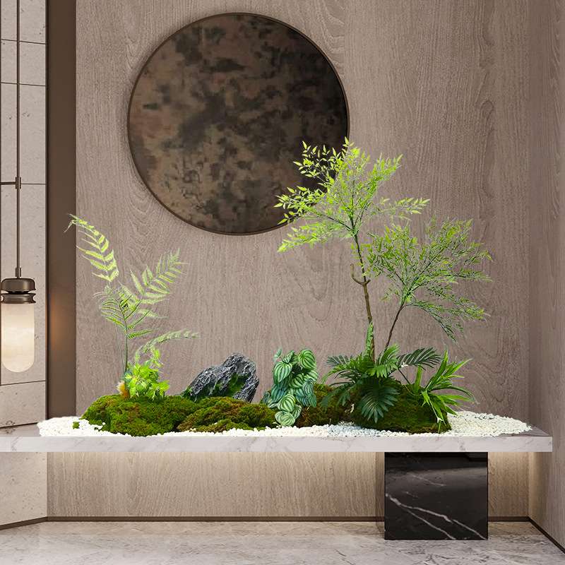 仿真蕨草造景组合假绿植金丝猴头蕨盆景楼梯下面拐角空间假树装饰