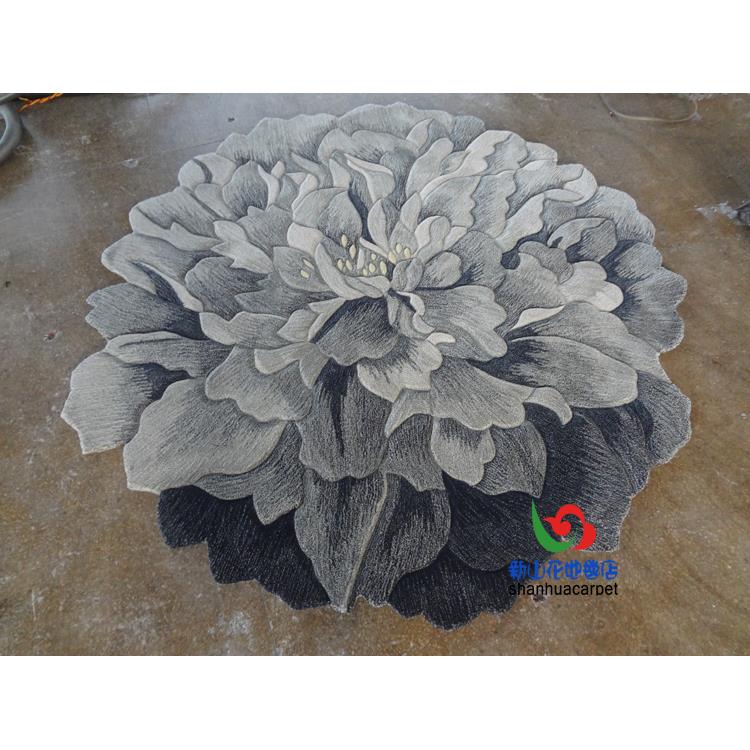 手工进口羊毛抽象牡丹花朵法式中式客厅茶几地毯书桌椅子卧室玄关