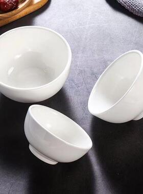 R^饭店用陶瓷白色米饭碗餐厅米饭碗小碗汤碗碗单个白瓷碗可可定LO
