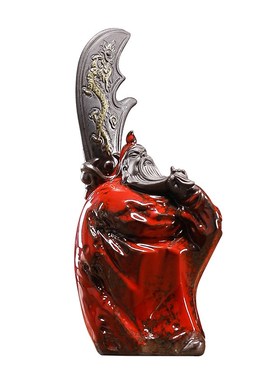 关公小摆件陶瓷武财神关羽神像家居办公室玄关桌面装饰工艺品摆设