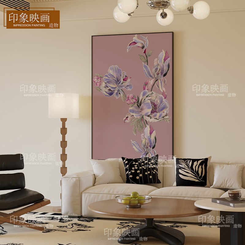 法式玄关装饰画南洋复中古奶油风酒饭店民宿房间餐客厅挂落地画图片