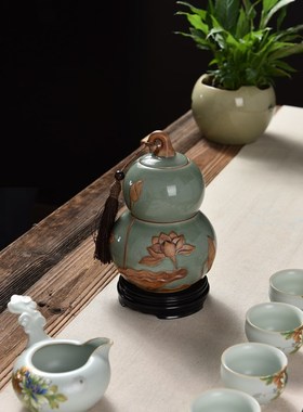 新中式招财葫芦罐陶瓷家居客厅博古架摆件茶室酒柜装饰品乔迁礼物