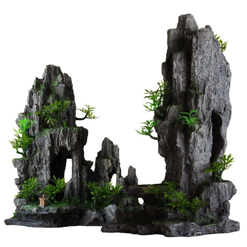 鱼缸假山造景真石头寄居蟹躲避屋孔雀鱼幼鱼小丑六角恐龙虾繁殖洞