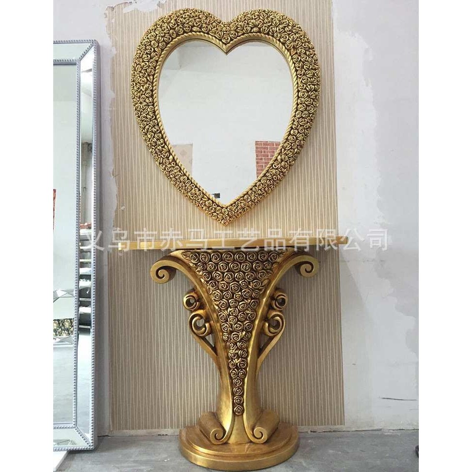 法式复古玄关桌入户装饰案台隔断柜梳妆台金银箔家具欧式仿古桌