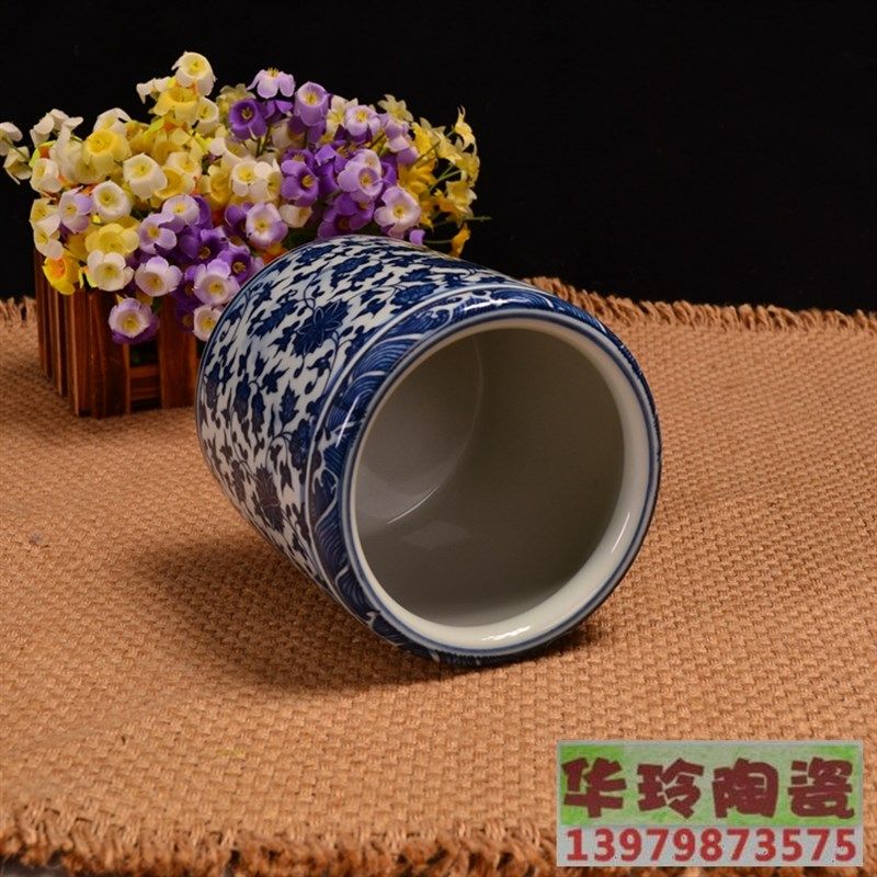景德镇陶瓷器筷子筒 仿古青花笔筒 文房用具 家居装饰工艺品 摆件