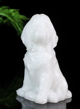 天然白玉狗十二生肖发财旺财狗摆件招财风水家居客厅开业乔迁送礼