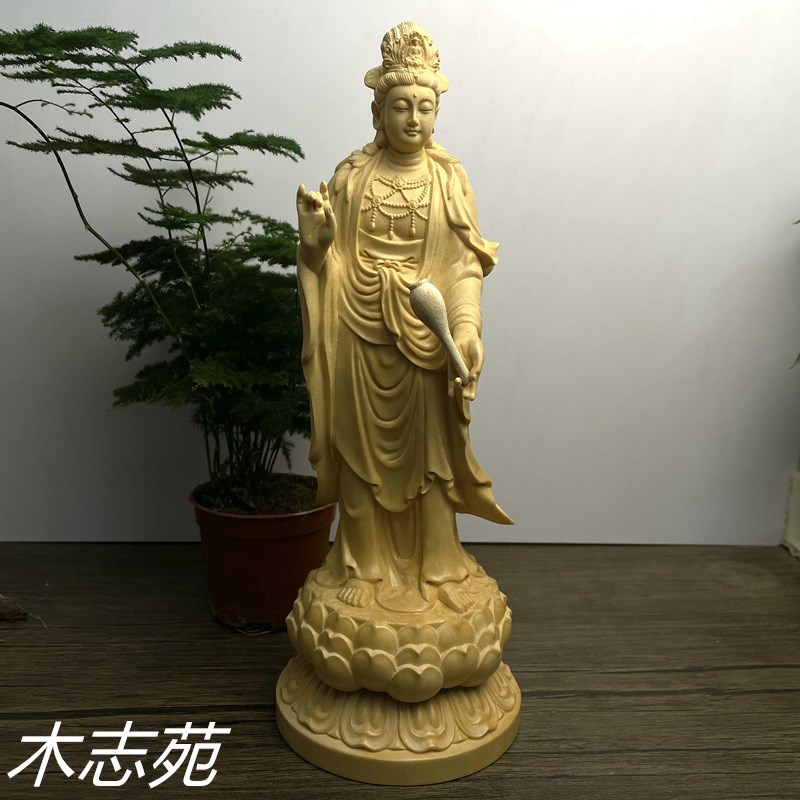 桧木雕刻家居装饰摆件神像供奉人物西方三圣观音阿弥陀佛工艺品