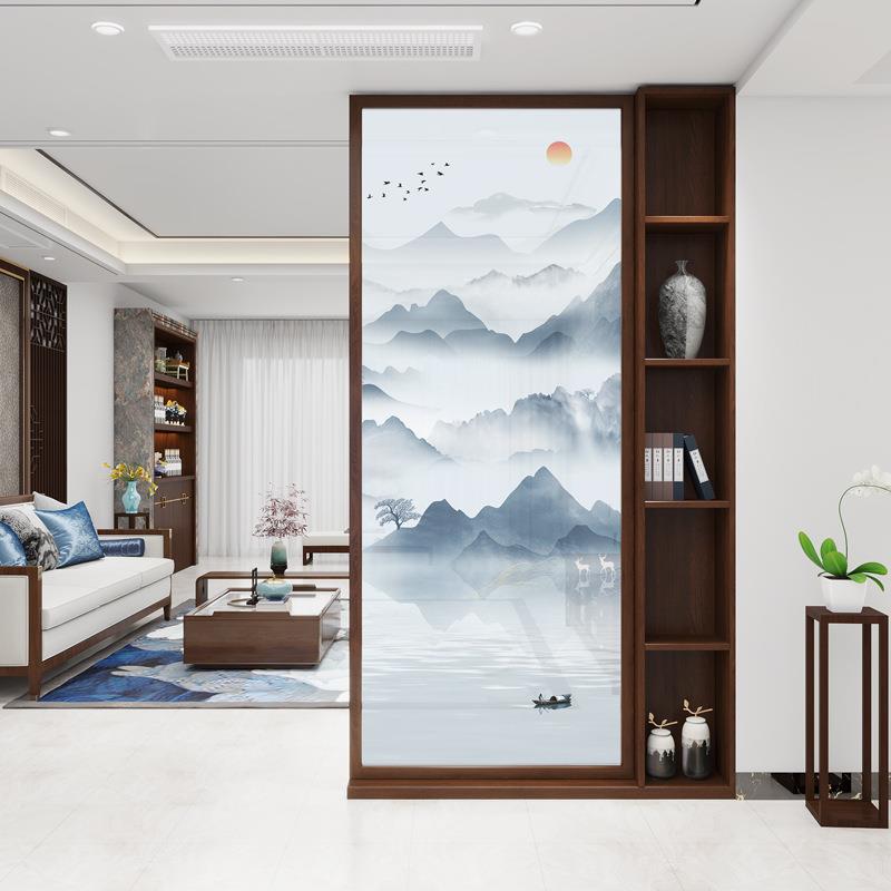 新中式进门屏风隔断客厅2024新款玄关柜入户正对门实木置物架遮挡