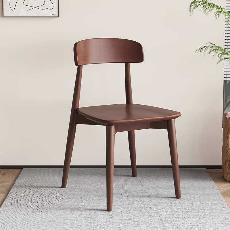 实木餐椅家用简约现代奶油风靠背椅子轻奢高级感餐厅餐桌化妆椅凳