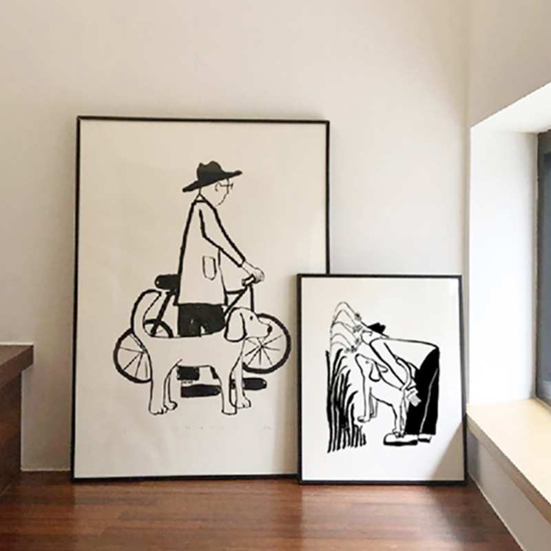 cat & dog可爱波普风我的恋人猫咪与狗抽象装饰画有趣艺术壁挂画