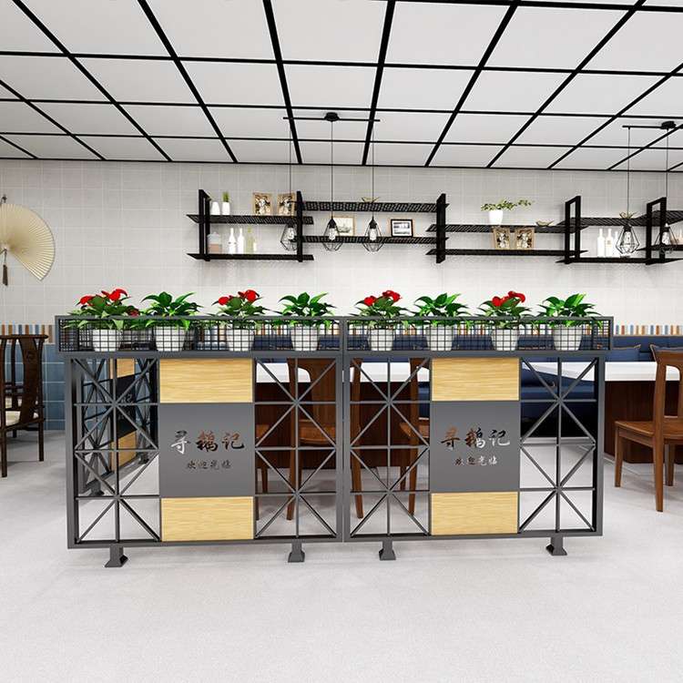 铁艺屏风酒吧过道装饰半截花架餐厅绿植矮隔断墙奶茶饭店卡座护栏