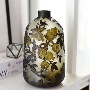 出外贸Galle手工雕刻葛蕾艺术花瓶插花客厅家居装饰摆件工艺品