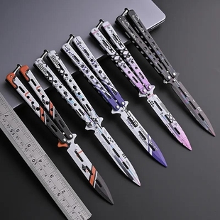 糊碟刀经典折叠刀未开刃练习防身甩手玩具全钢花式训练刀