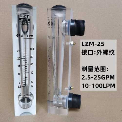 LZT-25透明面板式流量计液体气体浓水纯水测量仪表2-20GPM管道式