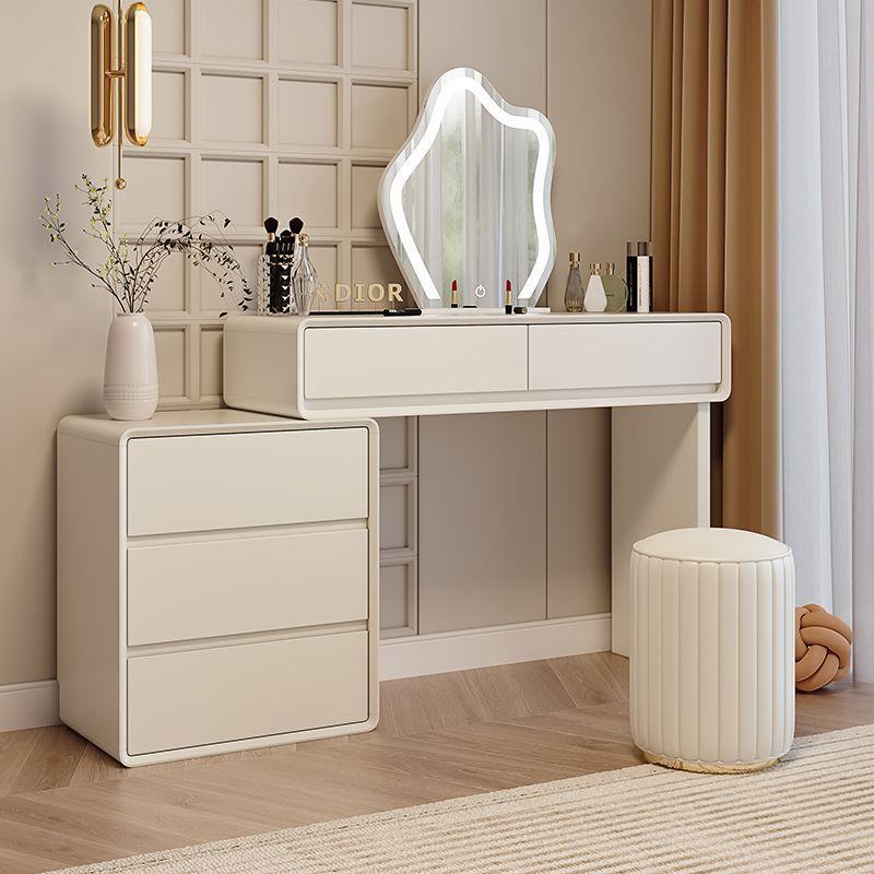 小户型实木梳妆台卧室现代简约2024新款奶油风主卧斗柜一体化妆桌
