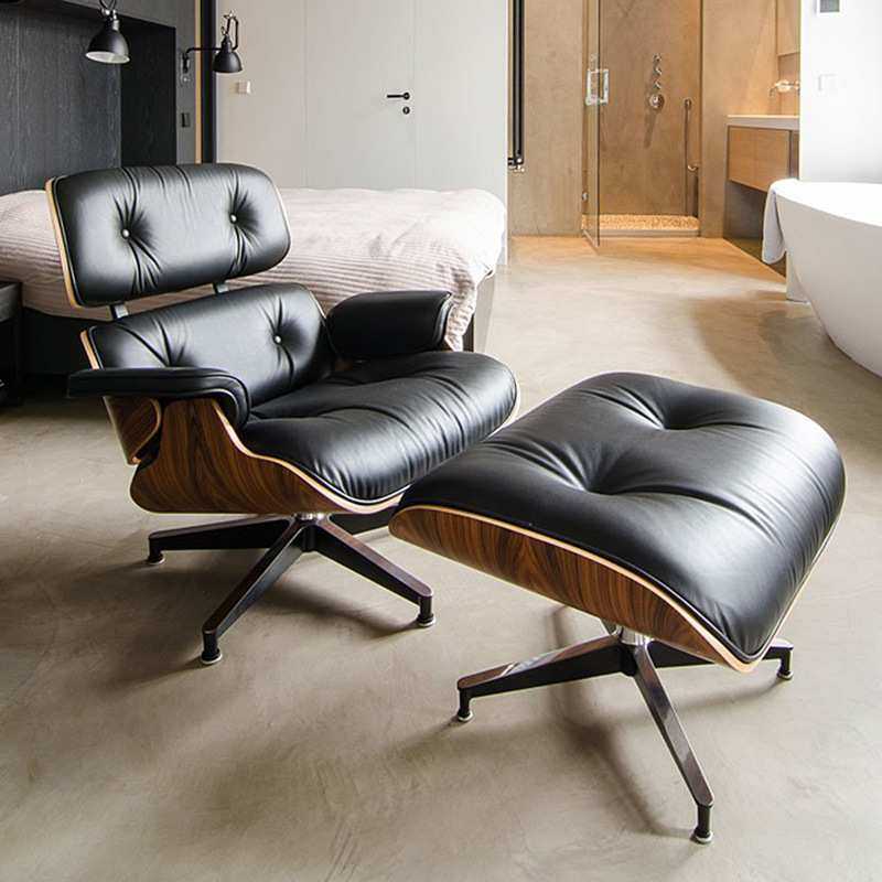 设计师eames单人旋转沙发椅简约家用真皮休闲椅子升降伊姆斯躺椅