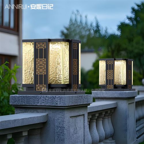 新中式太c阳能柱头灯别墅庭院灯户外防水大门口院子围墙门柱子灯