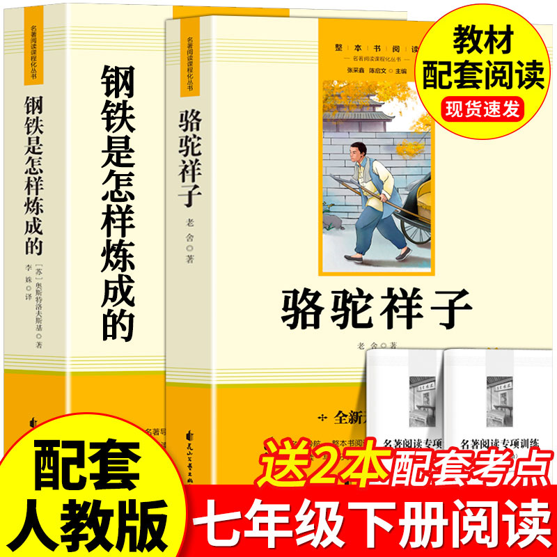 骆驼祥子原著正版 钢铁是怎样炼成的完整版未删减 七年级下册 课外书籍海底两万里名著配套人教版老舍7年级初中生 语文书目