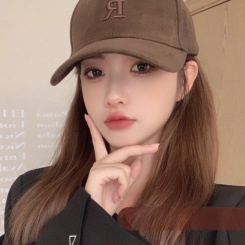 2026新款棒球帽女r字母磨毛春秋鸭舌帽子硬顶大头围美式拉德韩版