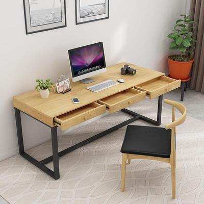 北欧实木办公桌带抽屉家用书房单人写字桌子办公室职员简易电脑桌