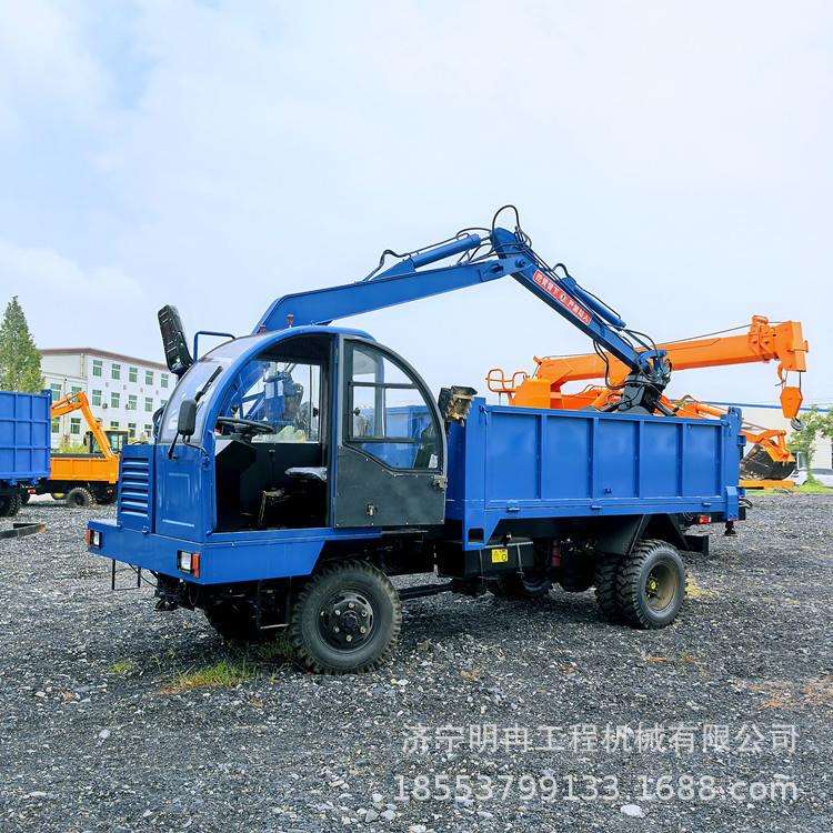农用四驱随车抓木机 抓臂长6米抓重1.3吨360度旋转抓头多角度装载