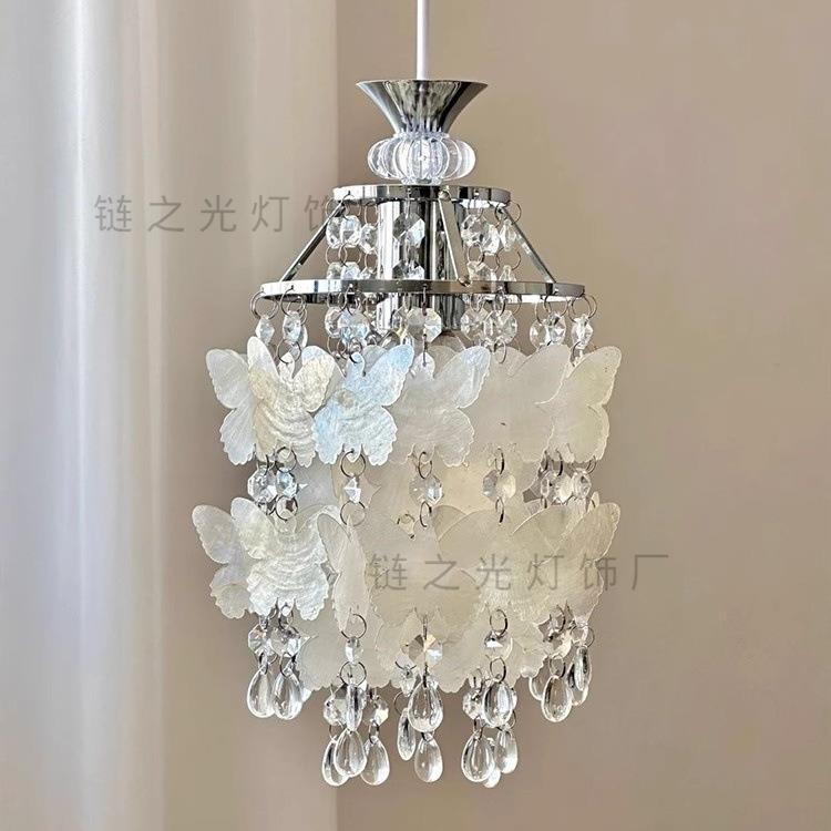 法式蝴蝶贝壳小吊灯过道玄关入户吧台少女水晶书房卧室床头吊灯