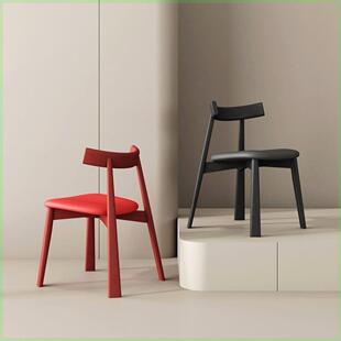 实木现代简约椅子船桨椅靠背椅餐椅家用黑色北欧轻奢餐厅酒店吧台