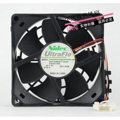 原装电产Nidec风扇U80T24MUA7-53J241 8025 24V 0.09A 三线