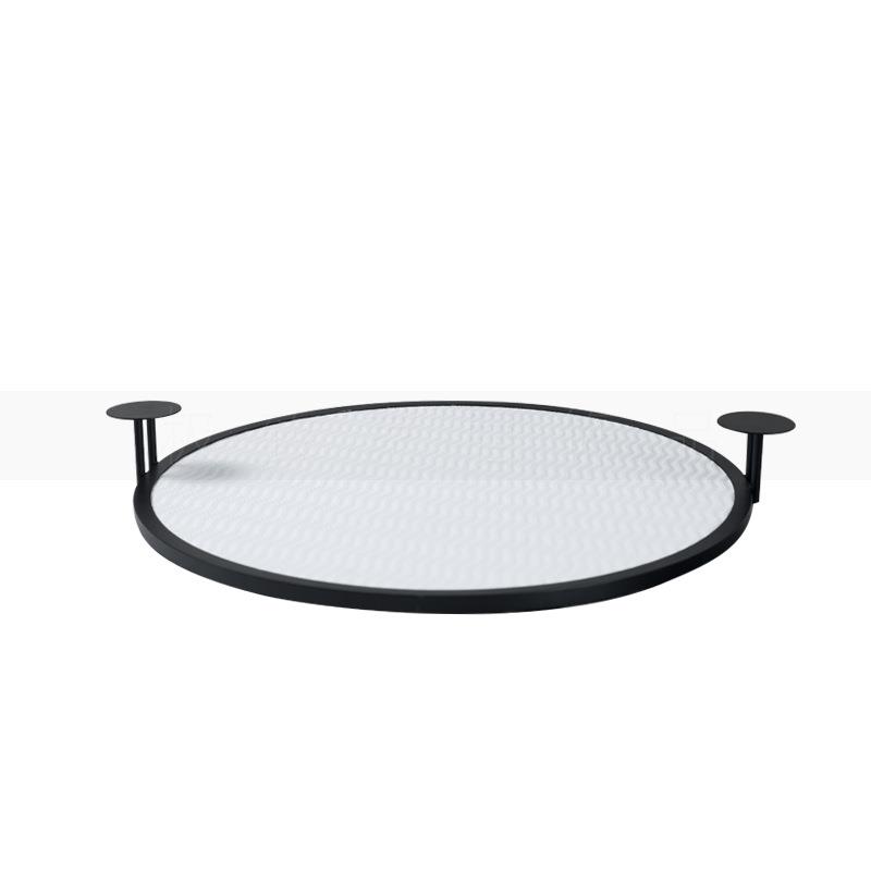 轻奢简约双耳皮革托盘样板房售楼部软装饰品家居家具床头餐桌摆件