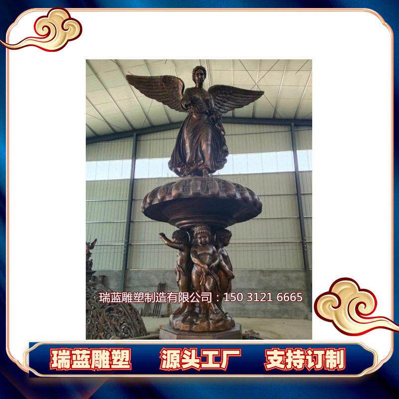 厂家纯铜喷泉雕塑 自由女神喷泉雕塑 别墅广场小区流水艺术摆件