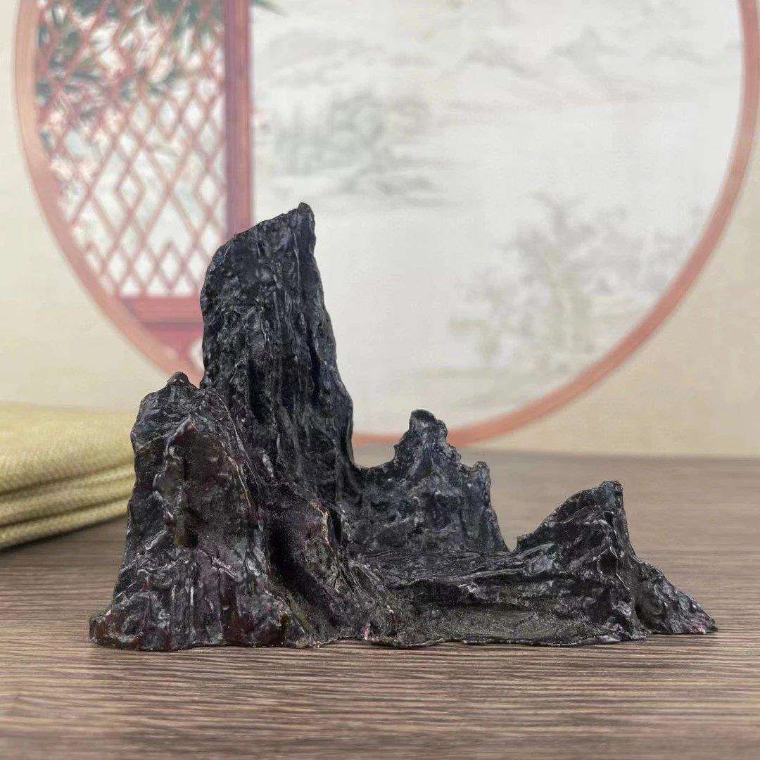 仿古实心山型金属摆件山峰笔架假山桌面办公装饰摆件家居书房文房图片