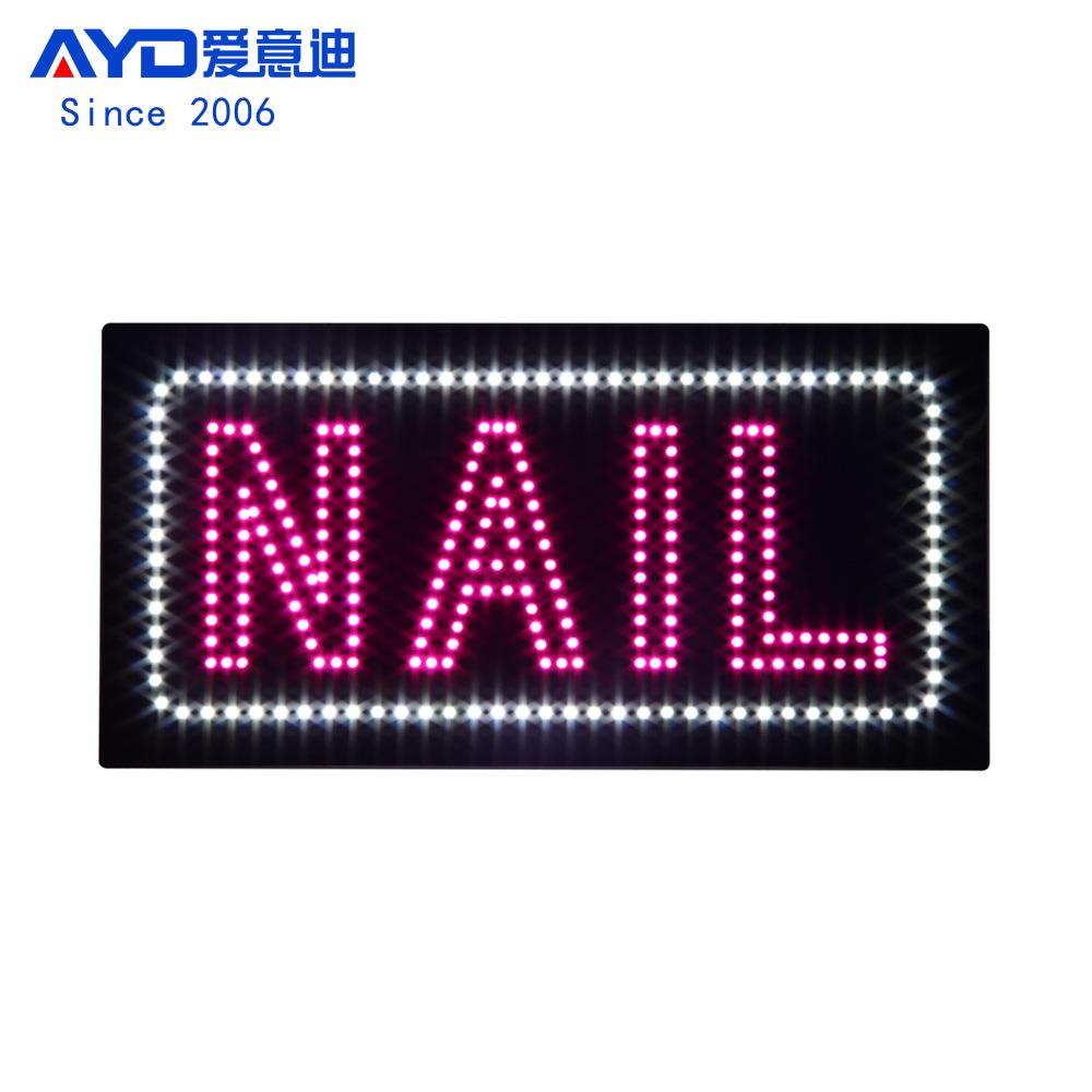 LED广告牌灯箱发光字美甲店橱窗指示牌 LED NAIL SIGN 24x48cm