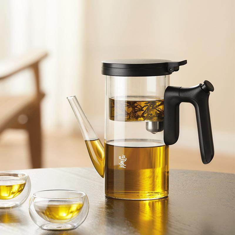 鸣盏无杆磁吸飘逸壶全玻璃内胆大容量茶水分离飘逸杯泡茶壶