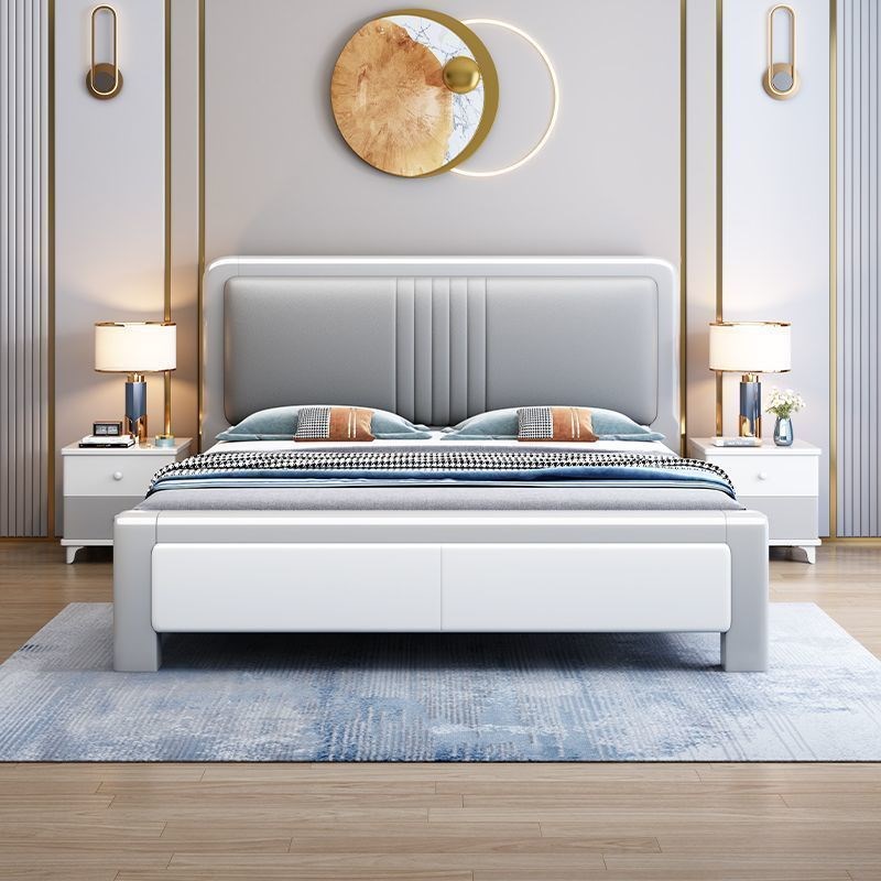 ir轻奢软包现代简约北欧1.8米实木主卧床主卧双P人床白色1.5米储