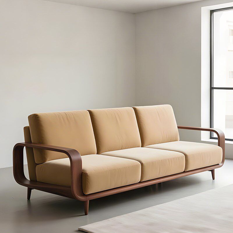 新中式胡桃木202m5新款现代直排轻奢客厅实木沙发办公室接待沙发