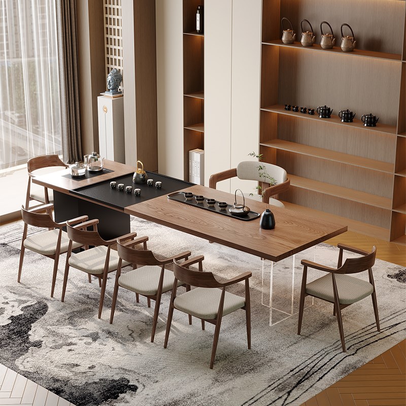 老板办公室实木茶桌茶盘一体泡茶C桌椅组合现代简约家用茶桌高级