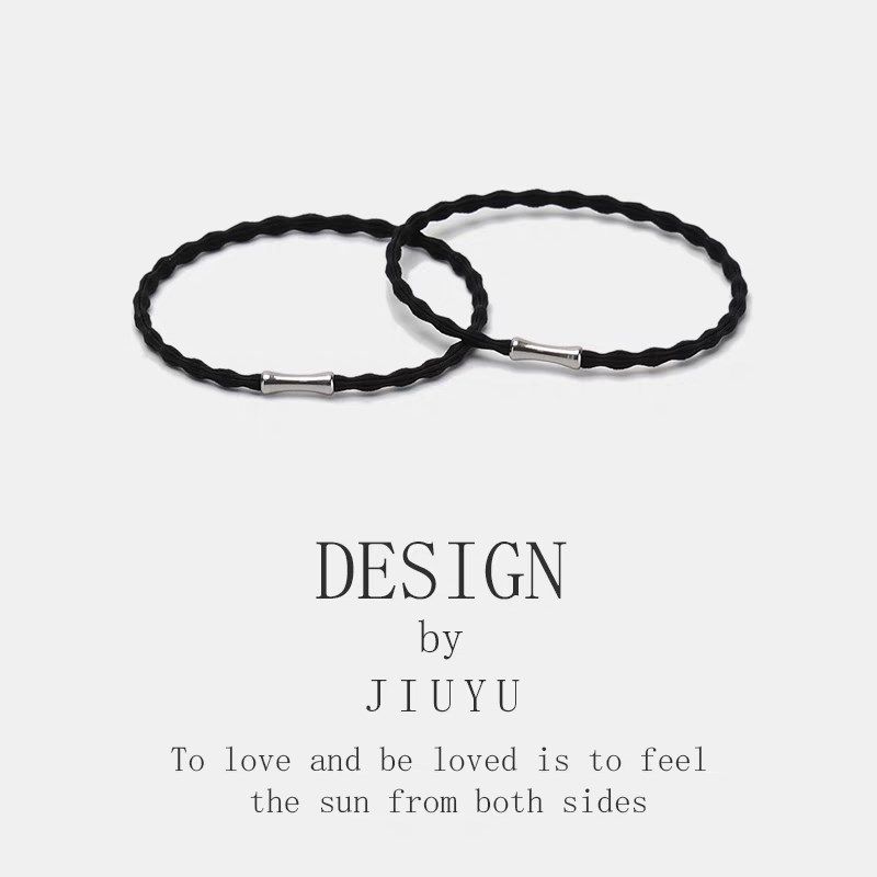 竹定情侣皮筋手链两用发圈送给A男朋友小皮套不勒手头绳竹节发绳