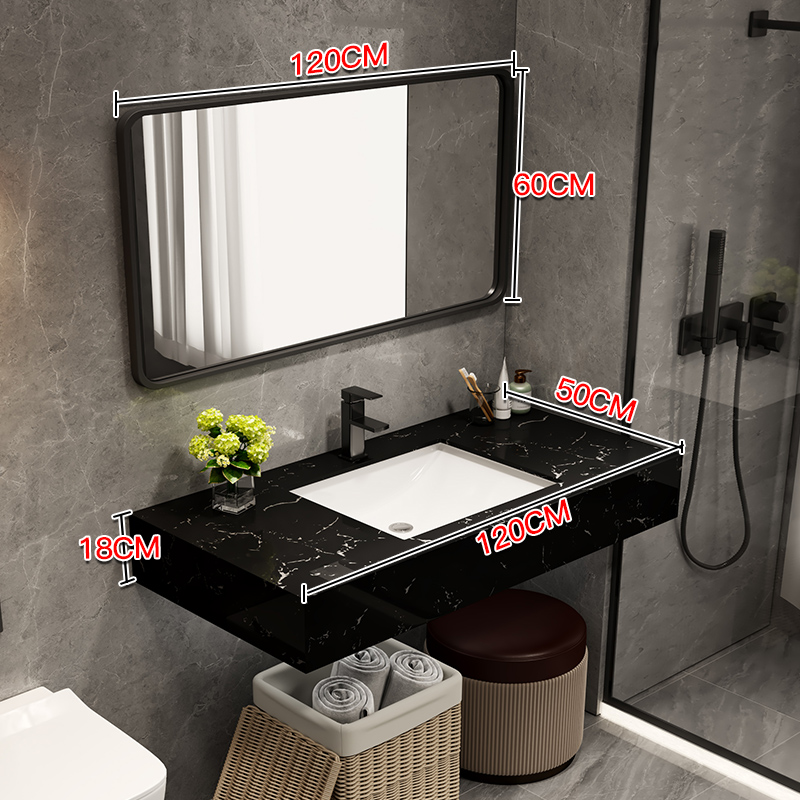 简约宾馆款洗手盆浴室柜组合挂墙式大理石洗脸池S卫生间洗漱台面