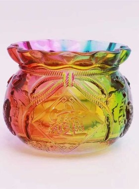 琉璃聚宝盆钱袋子储蓄罐r家居装饰招财纳福吉祥礼品黄水晶福袋摆