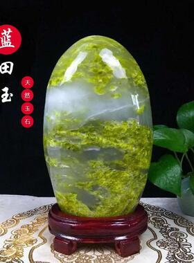 蓝田玉原石摆件天然奇石玉石风水博古架玄关摆件办公室家居摆饰